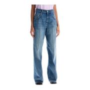 Stella McCartney Distressed straight fit jeans med veck Blue, Dam