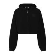 Alexander Wang Cropped Zip Hoodie Jacka Black, Dam