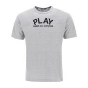 Comme des Garçons Play Logo Print Unisex Bomull T-shirt Gray, Herr