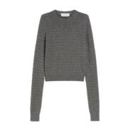 Sportmax Grå Ull Cashmere Tröja Studs Gray, Dam