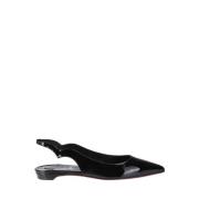 Christian Louboutin Lackballettflats med röd sula Black, Dam