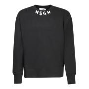 Msgm Svart Sweatshirt Höj Stil Aw24 Black, Herr