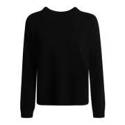 Federica Tosi Svart Stickad Crew Neck Sweatshirt Black, Dam