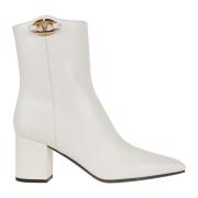 Valentino Garavani Djärv Utgåva Guld Logo Bootie White, Dam