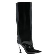 Mugler Svart Kalv Boot med Gunmetal Häl Black, Dam