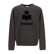 Isabel Marant Flocked Logo Sweatshirt Oversized Fit Gray, Herr