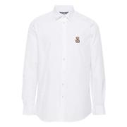 Moschino Broderad Björn Vit Skjorta White, Herr