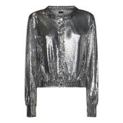 Paco Rabanne Silver Mesh Bomberjacka Gray, Dam