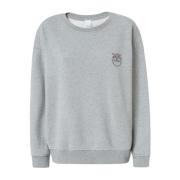 Pinko Broderad logotyp rund hals sweatshirt Gray, Dam