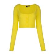 Pinko Stiligt Stickad Cardigan för Kvinnor Yellow, Dam