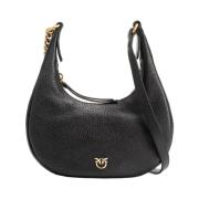 Pinko Svart Brioche Väska Hobo Läder Black, Dam