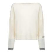 Pinko Vit Stickat Plagg Aw24 White, Dam