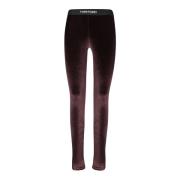 Tom Ford Brun Velvet Leggings Lyxiga Byxor Brown, Dam