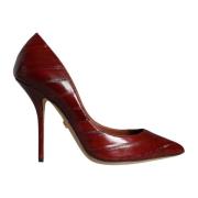 Dolce & Gabbana Röda Läder Stiletto Pumps med Logo Red, Dam