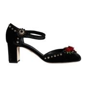 Dolce & Gabbana Ros Velvet Ankelrem Pumps Black, Dam