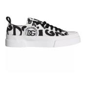 Dolce & Gabbana Svart Vit Canvas Låg Topp Sneakers White, Herr