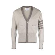 Thom Browne Klassisk V-ringad Kashmir Cardigan Beige Gray, Herr