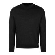 Herno Ren ull crew-neck tröja Fw24 Black, Herr