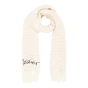 Moschino Enfärgad ullscarf med fransar och broderier White, Dam