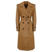 Max Mara Studio Brun läder trenchcoat Brown, Dam