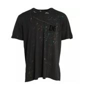 Dolce & Gabbana Grå Bomull T-shirt med Färgstänk Gray, Herr