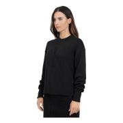 Calvin Klein Jeans Svart Crewneck Tröja med Monogram Black, Dam