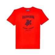 Vilebrequin T-shirt i bomull med logoprägling för män Red, Herr