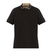 Versace Jeans Couture Polo med Barocco-tryck på kragen Black, Herr