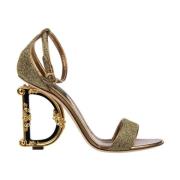 Dolce & Gabbana Gul lädersandal med metallklack Yellow, Dam