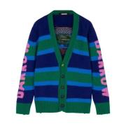 Barrow Grön Mohair Cardigan med Teddybjörn Multicolor, Herr