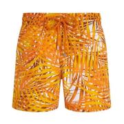 Vilebrequin Korta palmblad stretch badshorts för män Orange, Herr