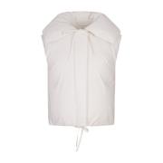 Jil Sander Vit Vadderad Gilet med Bred Krage White, Dam