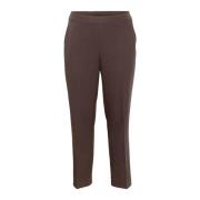 Kaffe Curve Java Straight-Leg Byxor med Elastisk Midja Brown, Dam