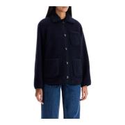 A.p.c. Bouclé Ull Blouson Jacka Blue, Dam