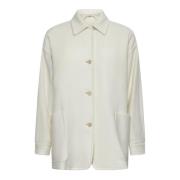 Max Mara Elegant Vit Jacka med Spetskrage White, Dam