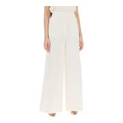 Stella McCartney Högmidjade ullbyxor med sidestripor White, Dam