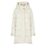 Woolrich Ivory Parkas med Hög Krage och Huva Beige, Dam