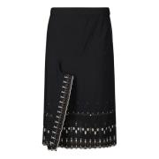 Lemaire Broderad Midi Kjol med Slits Black, Dam