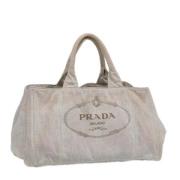 Prada Vintage Pre-owned Canvas handvskor Gray, Dam