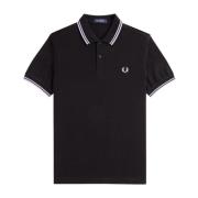 Fred Perry Slim Fit Twin Tipped Polo Black, Herr