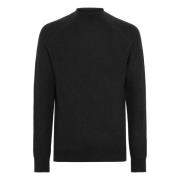 Boggi Milano Merinoull Mock Polo Neck Jumper Black, Herr