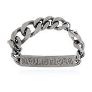 Balenciaga Mässingsarmband med ingraverad logotyp Gray, Dam