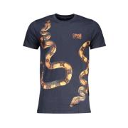 Cavalli Class Blå Bomull Tryck Logo T-shirt Blue, Herr