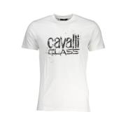 Cavalli Class Tryck Logo Rund Hals T-shirt White, Herr