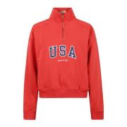 Sporty & Rich Kvart Zip Pullover Jacka Red, Dam