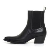 Strategia Svarta Läder Ankelboots Elegant Stil Black, Dam