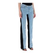 Mugler Tvåfärgade Straight Leg Jeans Blue, Dam