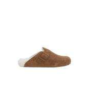 Balenciaga Faux Fur Suede Toe Mule Sandaler Beige, Herr