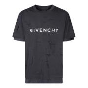 Givenchy Svart Förstörd Logotyp T-shirt Black, Herr