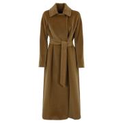 Max Mara Studio Kamelullrock med Bred Krage Brown, Dam